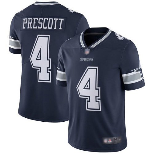 Men Dallas Cowboys Limited Navy Blue Dak Prescott Home 4 Vapor Untouchable NFL Jersey